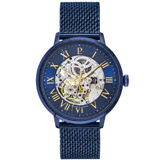 Montre Homme AUTOMATIC Cadran Bleu Bracelet Acier milanais Bleu