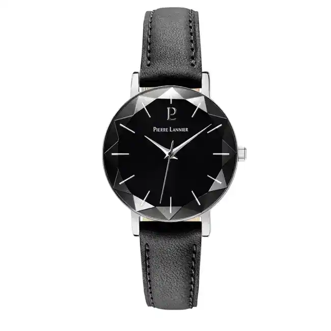 Montre Femme MULTIPLES cadran noir bracelet cuir noir 009M633