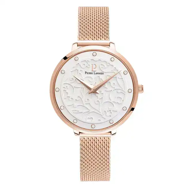 Montre Femme EOLIA cadran blanc bracelet acier milanais doré rose 039L908