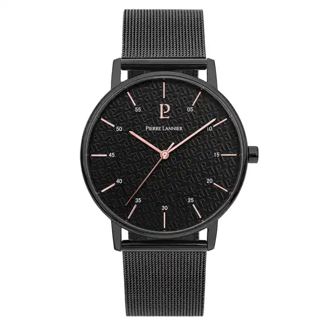 Montre Homme CITYLINE cadran noir bracelet acier milanais noir 203F438