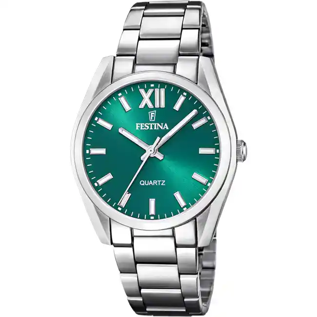 Montre Femme BOYFRIEND bracelet acier inoxydable argenté cadran vert F20622/C