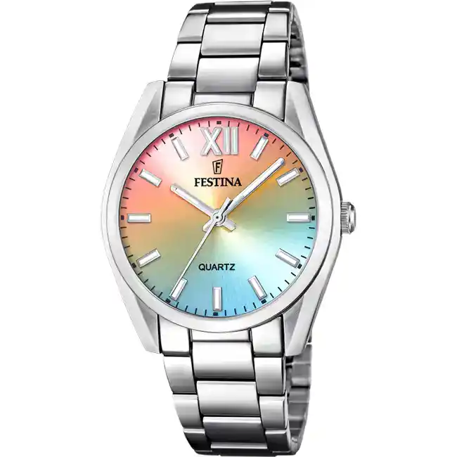 Montre Femme BOYFRIEND bracelet acier inoxydable argenté cadran multicolore F20622/H