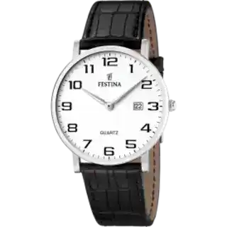 MONTRE FESTINA CLASSICS F16476/1 BLANC, BRACELET CUIR, HOMME