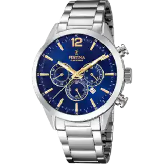 MONTRE FESTINA F20343/2 BLEU, BRACELET ACIER INOXYDABLE, HOMME