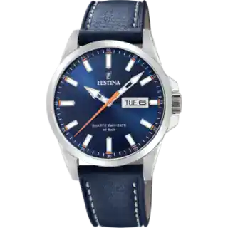 MONTRE FESTINA CLASSICS F20358/3 BLEU, BRACELET CUIR, HOMME