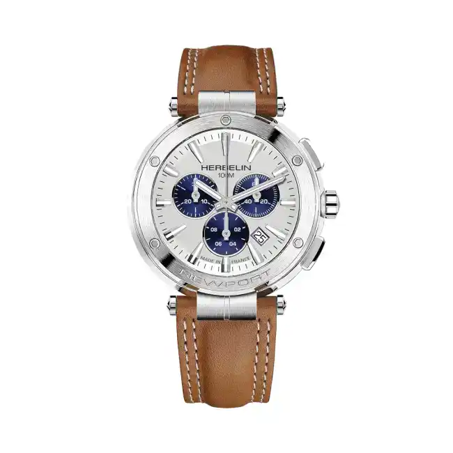 Montre Homme NEWPORT CHRONO bracelet cuir brun cadran blanc 37688A42GD