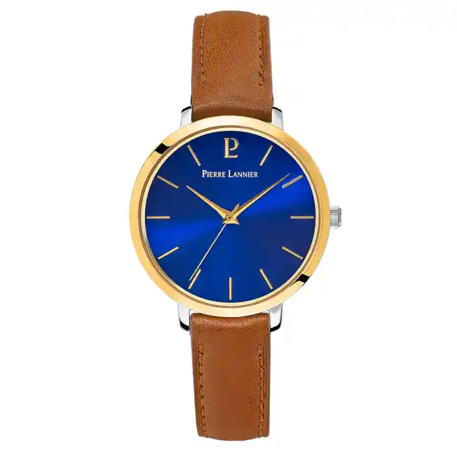 Montre Femme CHOUQUETTE cadran bleu bracelet cuir brun 034N764