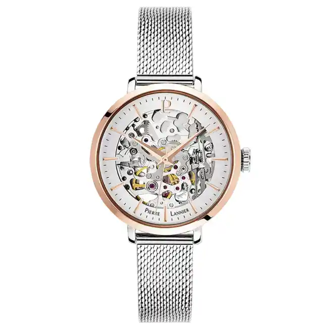 Montre Femme AUTOMATIC cadran argenté bracelet acier milanais argenté 312B628