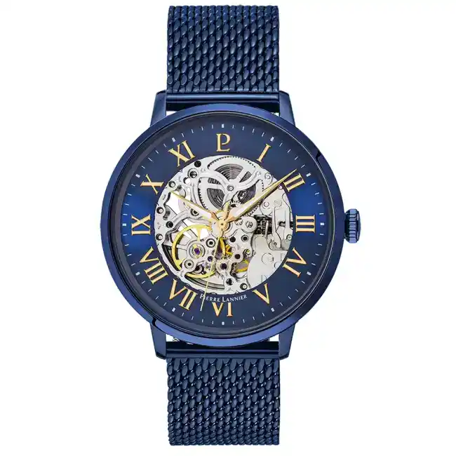 Montre Homme AUTOMATIC cadran bleu bracelet acier milanais bleu 318B468