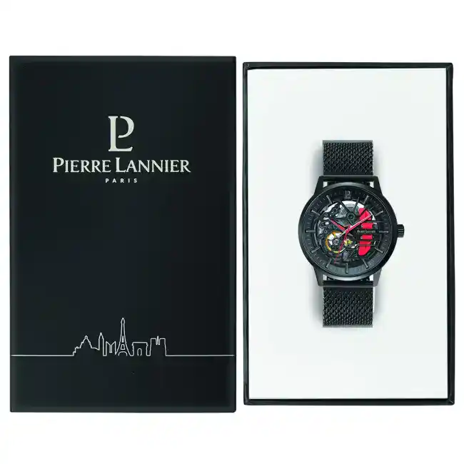 Montre Homme PADDOCK cadran noir bracelet acier milanais noir 338A439