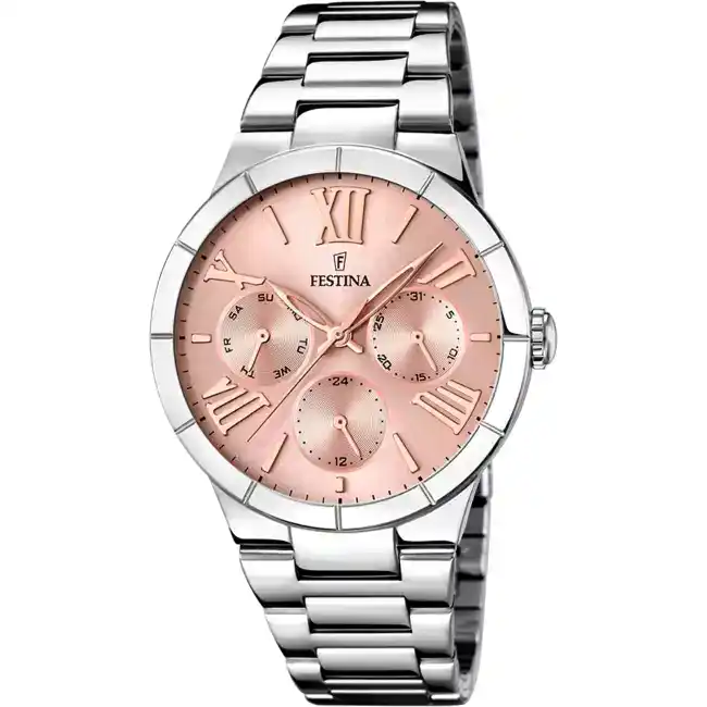 Montre Femme BOYFRIEND bracelet acier inoxydable argenté cadran rose F16716/3