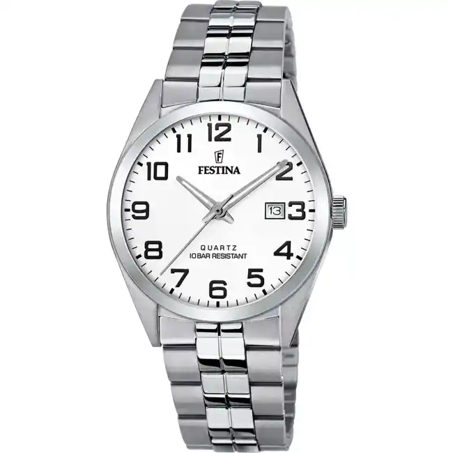 Montre Homme CLASSICS bracelet acier inoxydable argenté cadran blanc F20437/1