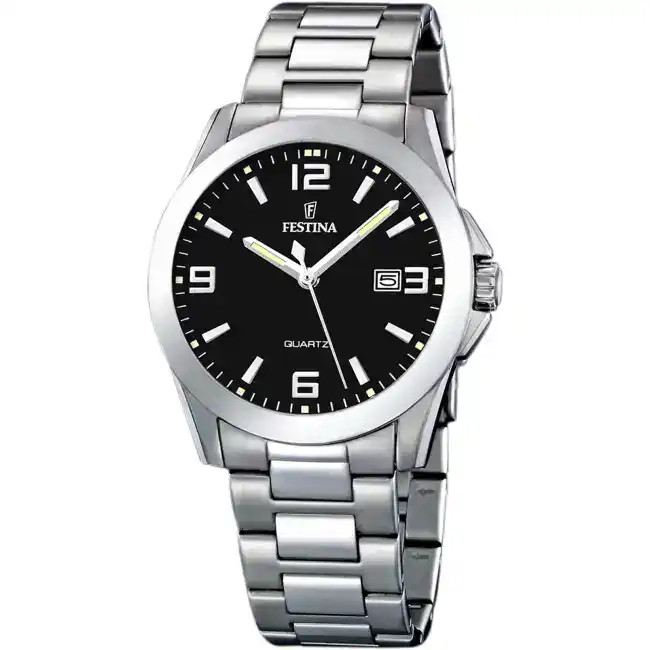 Montre Homme CLASSICS bracelet acier inoxidable argenté cadran noir F20552/3